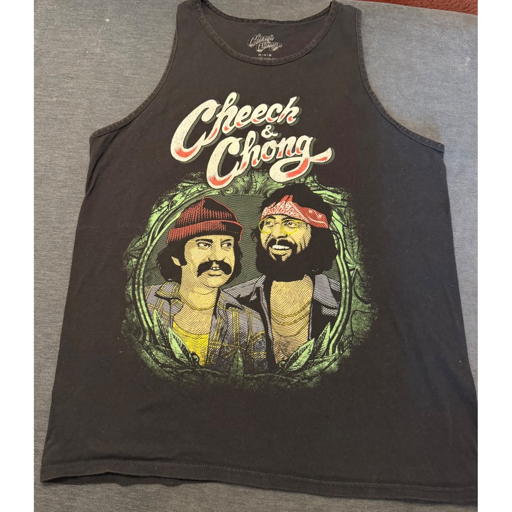 Cheech and Chong Graphic Tank Top Mens Medium Black Sleeveless Cotton Shirt
